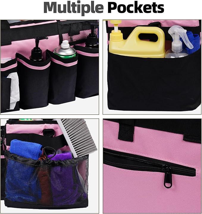 2 Large Cleaning Supplies Bags for Housekeepers for Kitchen, Pink - NeatNest