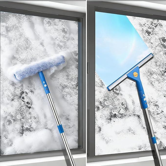 Professional Window Cleaning kit, 2-in-1 Window Squeegee with 51" Extension Poles, Suitable for Indoor & Outdoor Windows, High Glass, High Windows, Multi-Purpose Car Windshield Cleaning - NeatNest