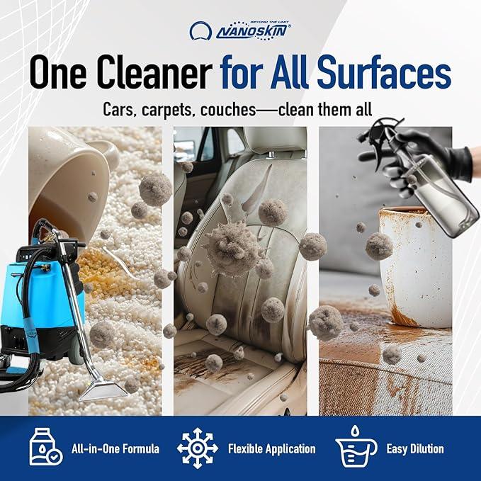Nanoskin EXTRACTOR SHAMPOO Low Foaming Carpet Cleaner 30 Gallons - Machine Use Upholstery Cleaner, Stain Remover & Odor Eliminator on Rug Car Upholstery Carpets | For Automotive, Home, Office & More - NeatNest