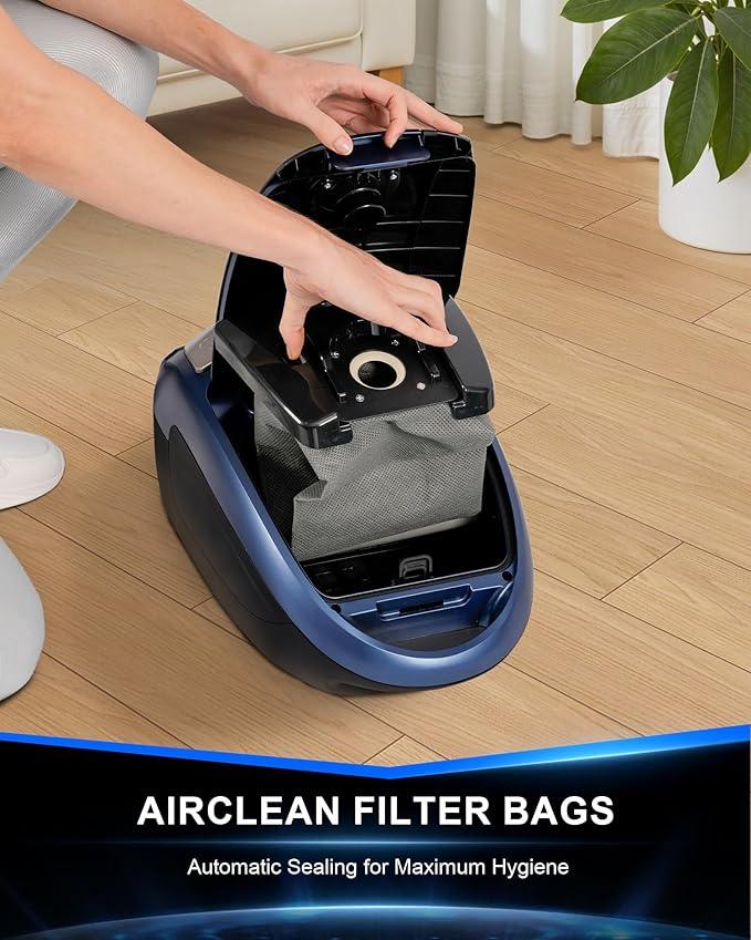 Bagged Canister Vacuum Cleaner,1400W Powerful High-Suction Bagged Canister Vac with 3.7QT Dust Bags,Pop-N-Go Brush,HEPA Filter,Dual Motors&4 Cleaning Tools,Perfect for Low-Pile Carpets&Hard Floors - NeatNest