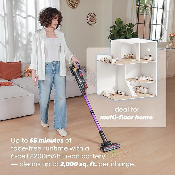 UNINELL HOME UV2 Cordless Vacuum Cleaner, 48000Pa/550W Vacuum Cleaners for Home, Lightweight Stick Vacuum with 65Mins Runtime, Self-Standing&Wall Mount Charging, Tangle-Resistant Vacuum for Pet Hair - NeatNest