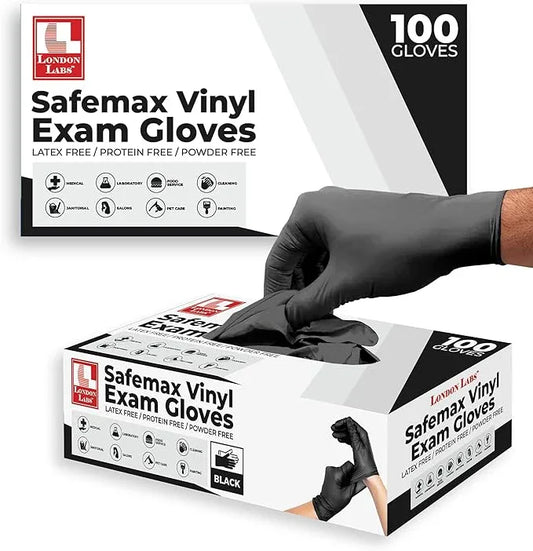 Black Synthetic Vinyl Exam Gloves Powder Free and Latex Free - NeatNest