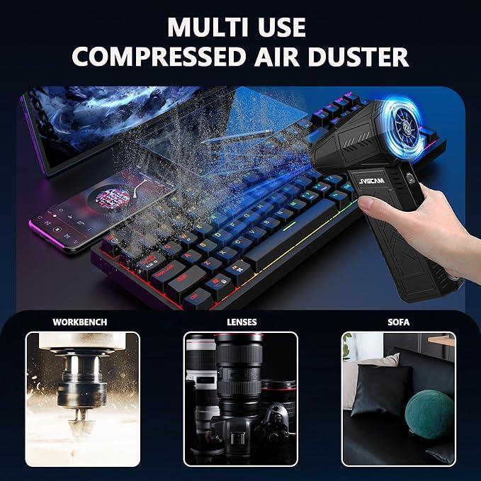 Compressed Air Duster - 180,000 RPM Electric Air Duster - with Brushless Motor, 3-Gear Adjustable Air Duster - for Keyboard, PC, Car, Air Bed, and Home Cleaning (X11-Black) - NeatNest