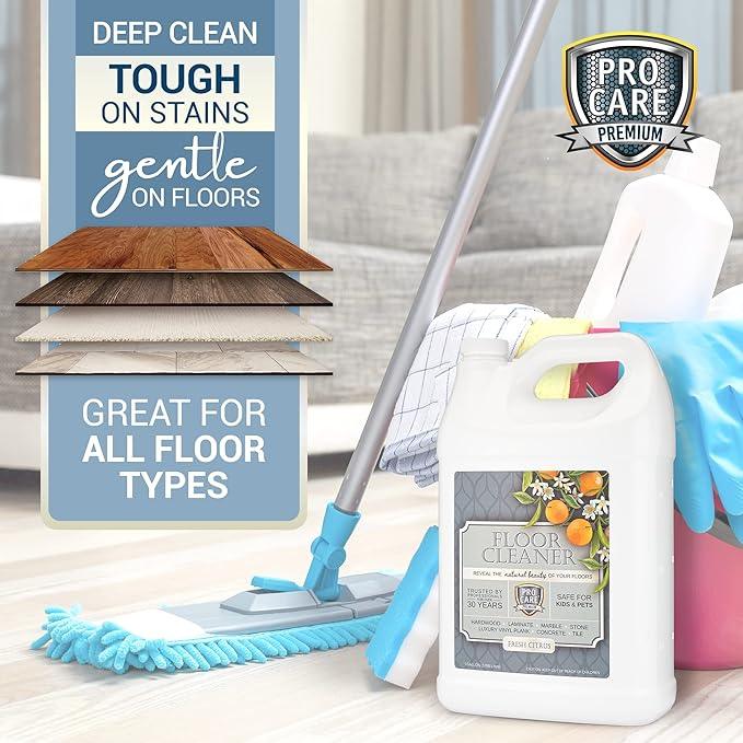ProCare Floor Cleaner (Made in USA) | Tile, Stone, Laminate, Vinyl & Natural Wood Floor Cleaner for Mopping, Household Supplies, Cleaning Solution with Citrus Aroma - 1 Gal (128 Fl Oz) - NeatNest