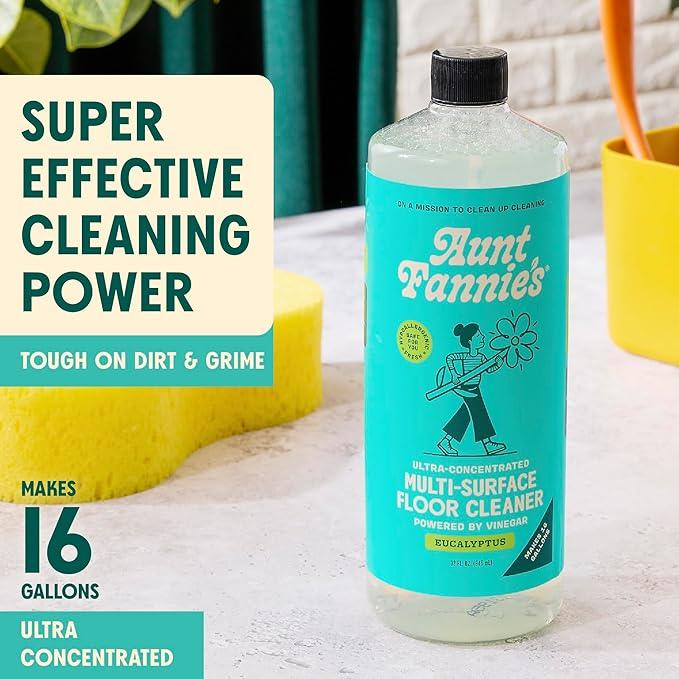 Aunt Fannie's Ultra Concentrated Floor Cleaner Vinegar Wash, Multi-Surface Solution For Mopping, Makes 16 Gallons, Eucalyptus Scent, 32 oz. (Pack of 6) - NeatNest
