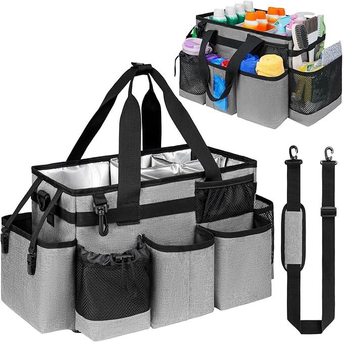Cleaning Caddy Bag, Cleaning Supplies Organizer for Housekeepers, Housekeeping Caddy with Handle and Detachable Padded Cushion, Gray - NeatNest