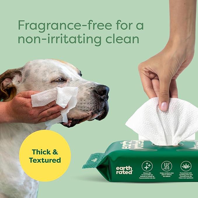Earth Rated Vet-Developed Pet Eye Wipes, Hypoallergenic Cleaner for Dogs & Cats Eyes to Remove Dirt & Discharge, Fragrance Free, 70 Count - NeatNest