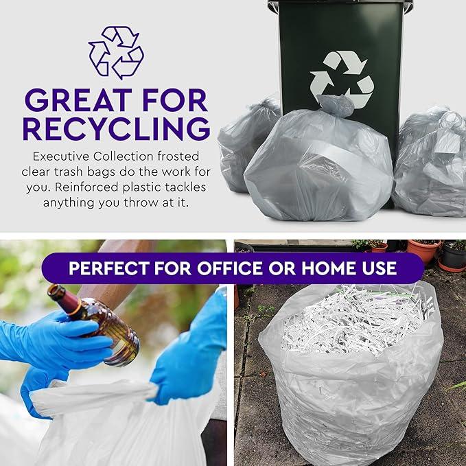 33 Gallon Trash Bags - 250 Count - 33" x 40" Clear Plastic Garbage Bags Tall Can Liners - Cleaning Products for Home, Office Bulk Trash, Light Residential or Commercial Waste, Indoor and Outdoor Use - NeatNest