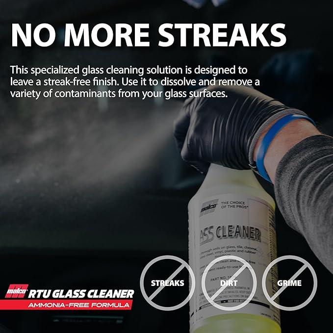 Malco Ready-To-Use Glass Cleaner - Streak-Free Removal of Dirt, Grease, Oils, & Bug Debris from Glass, Chrome, Tile, Stainless Steel, Vinyl, Rubber/Ammonia-Free & Tint Safe / 1 Gallon (107901) - NeatNest
