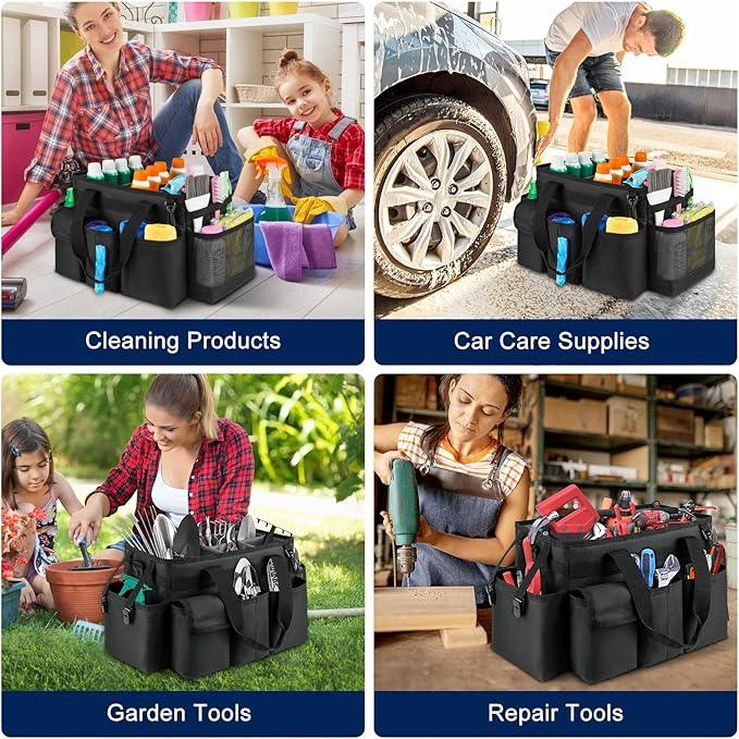 Cleaning Caddy,Cleaning Bag for Housekeepers,Cleaning Supplies Organizer with Handle,Black - NeatNest