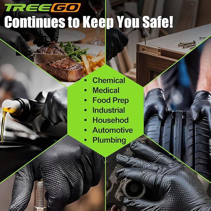 TREEGO 10 Mil Black Nitrile Gloves Bulk Case, 1000 Count Medium — Heavy Duty Diamond Grip, Latex Free Disposable Gloves for Automotive, Industrial, Warehouse & Shop Use - NeatNest
