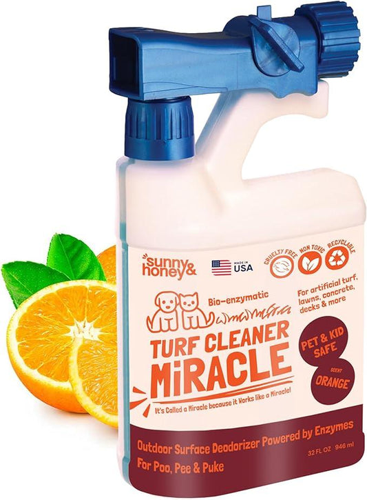 Sunny & Honey Outdoor Turf Cleaner - 32 Fl Oz - Pet Urine Enzyme Cleaner - Dog Urine Neutralizer for Grass - Long-Lasting Orange Scent & Yard Sprayer Ready - NeatNest
