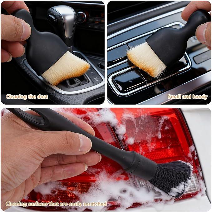 11PCS Car Interior Cleaning Dust Brush Detailing Set, Microfiber Cloth & Applicator, Single-Head Detailing Brushes, Natural Bristles, Scratch-Free & Ultra-Soft for Seats Leather Care or Cleaning - NeatNest