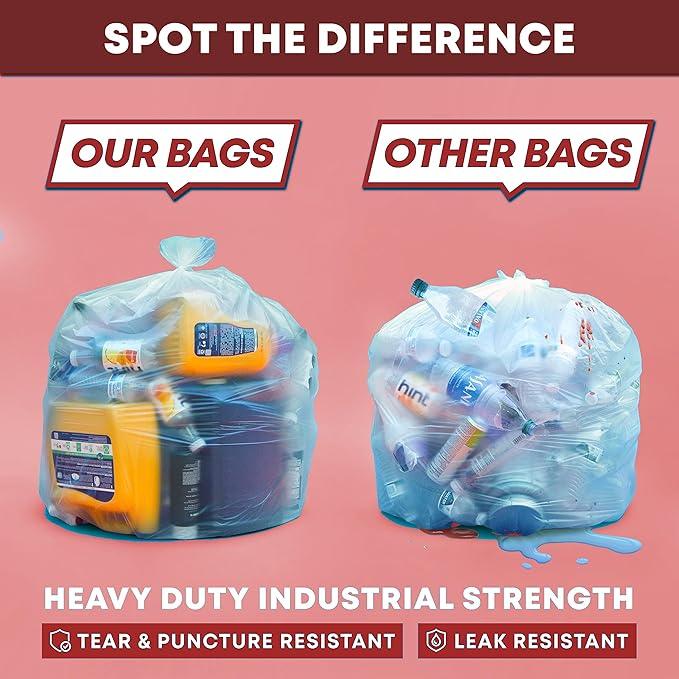 60-65 Gallon Clear Trash Bags | 50 Count | Large Clear Plastic Bags for Recycling, Garbage, and Commercial Use – Fits 60 Gallon and 65 Gallon Cans - NeatNest