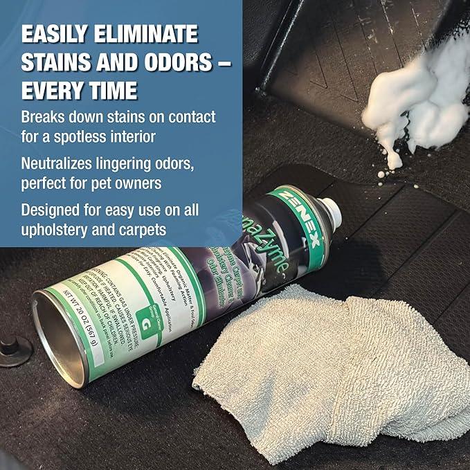 Zenex ZenaZyme Active Enzyme Carpet & Upholstery Cleaner - Professional-grade Stain Remover | Deep Foaming Formula for Carpets, Upholstery, & Interiors | Fresh Scent | 20 oz (2 Pack) - NeatNest
