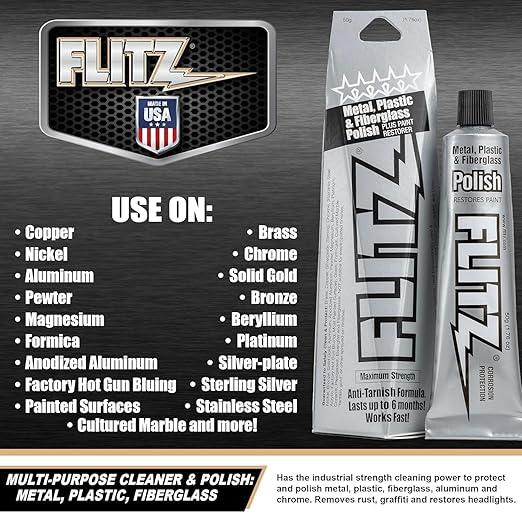 Flitz Multi-Purpose Metal Polish Paste - 1.76oz Tube of USA-Made Chrome Polish - Works on Stainless Steel, Aluminum, Plastic, Jewelry and Cars - Non-Abrasive Cleaner & Rust Remover (1 Pack) - NeatNest