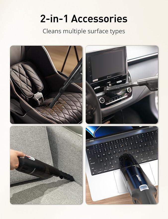 Aspiron Cordless Handheld Vacuum, 24KPA Powerful Car Vacuum, 2-Speed, 2 Charging Methods, Wireless Charger, Ergonomic Handle, Portable Rechargeable Vacuum Cleaner for Car, Home, Black Red - NeatNest