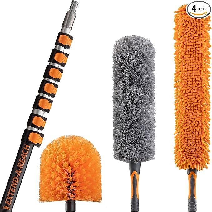 36 Foot High Reach Duster Kit with 5-30 ft Extension Pole // High Ceiling Duster Cleaning Kit with Telescopic Pole // Cobweb Duster // Feather Duster and Ceiling Fan Duster // The Ultimate Dusting Kit - NeatNest