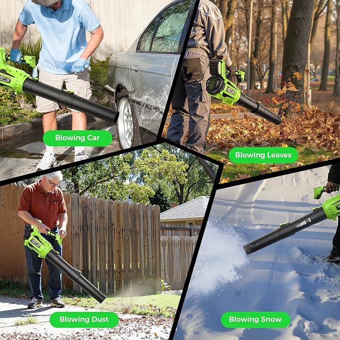 Leaf Blower Cordless - 650CFM Brushless Motor Leaf Blower with 6-Speed Control & Ergonomic Handle - Includes 2 x 5.0Ah Batteries & Fast Charger - Blowers for Lawn Care, Yard, Patio, Leaves, Snow, Dust - NeatNest