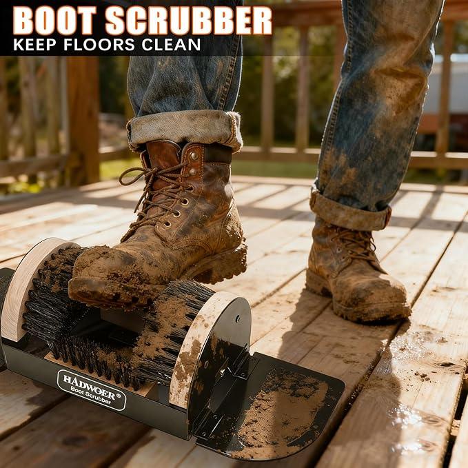 Hadwoer Boot Brush Scraper Outdoor – Heavy Duty Boot Scrubber & Shoe Cleaner Brush with Sturdy Bristles – Resistant Boot Cleaner for Mud, Dirt & Snow – Durable Outdoor Boot Scrapers with Brushes - NeatNest