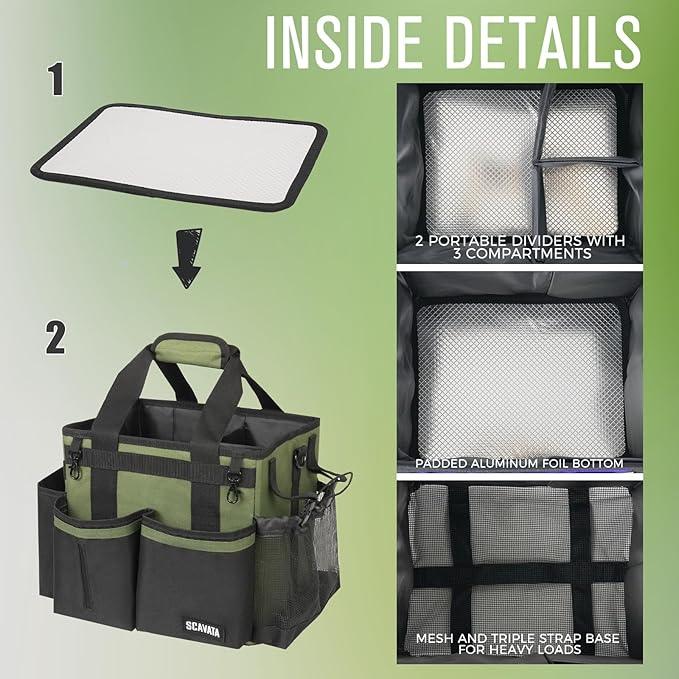 Compact Wearable Cleaning Caddy, Small Cleaning Caddy Supplies Organizer with Handle & Shoulder Straps for Housekeepers, Under Sink & Car Cleaning Tool Organizers Bag (Armygreen) - NeatNest