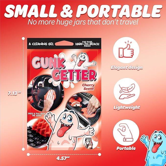 Gunk Getter, Cleaning Gel for Those Hard to Reach Places, Automotive Cup Holder Electronic Keyboard Office, Slime Gel Cleaner Dust Crumb Removal (Cherry, 12 Pack) - NeatNest