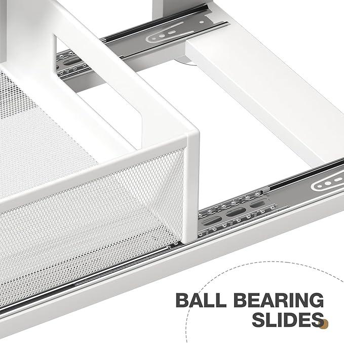 2 Pack Under Sink Organizer with Next-Gen Ball-Bearing Slides,2-Tier Pull Out Cabinet Storage,Height Adjustable Drawer Shelf for Bathroom,Kitchen,Laundry,Cabinet,Pantry(Patent Pending) - NeatNest