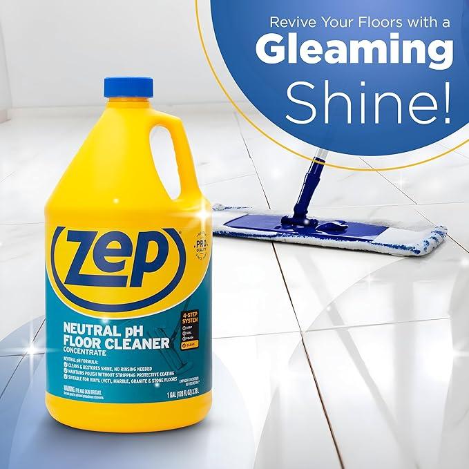 Zep Neutral pH Floor Cleaner. 1 Gallon (Case of 4) - ZUNEUT128 - Concentrated Pro Trusted All-Purpose Floor Cleaner - NeatNest