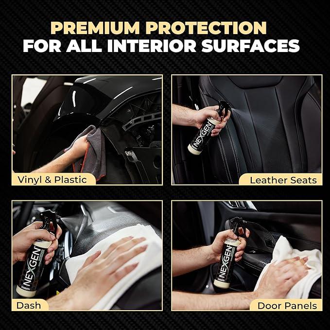 Nexgen Interior Conditioner (8oz) - Non-Greasy, UV-Blocking Formula - Fresh Leather Scent - On-the-Go Car Detailing - Car Cleaning Supplies - For Car Seats, Dashboards, Door Panels, & More - NeatNest