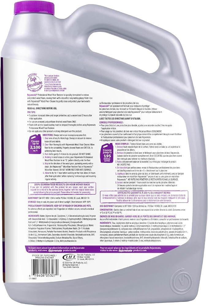 Rejuvenate Professional Wood Floor Restorer Fills Scratches, Shines And Protects Wood Flooring For A High Gloss Shine, 1 Gallon - NeatNest