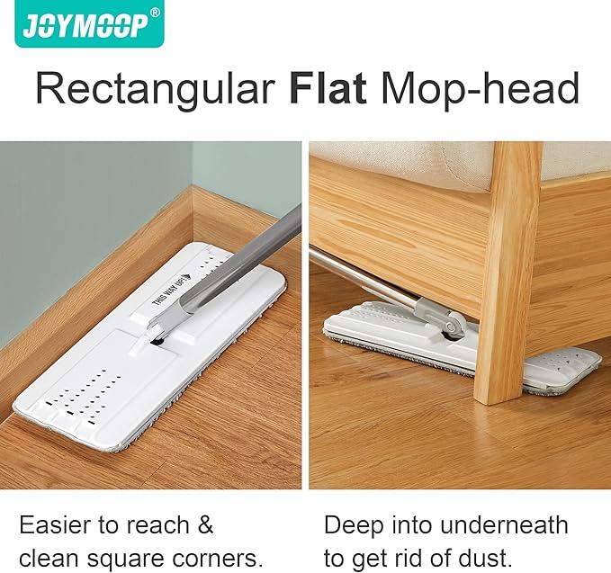 JOYMOOP Hands-Free Self-Cleaning Microfiber Mop and Bucket with Wringer Set for Home, Mops for Floor Cleaning and Wall Cleaner, Hardwood, Tile, Laminate, Vinyl Floors, Smooth Walls, and Glass Windows - NeatNest