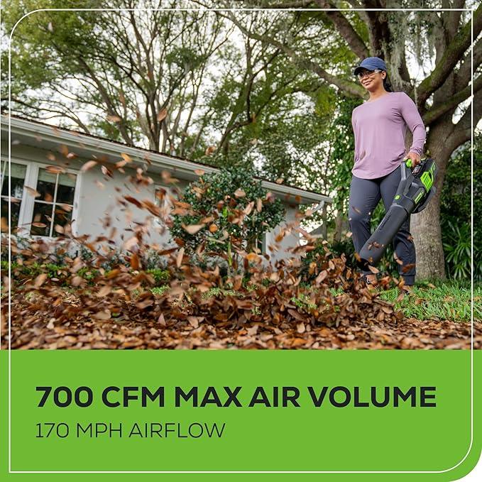 Greenworks 60V 700 CFM Brushless Leaf Blower, 5.0 Ah Battery and Rapid Charger - NeatNest