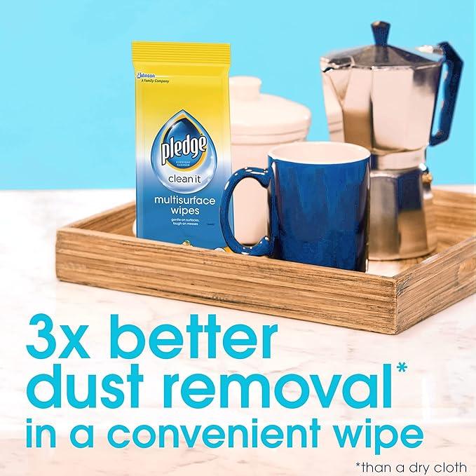 Pledge Multi-Surface Furniture Polish Wipes, Works on Wood, Granite, and Leather, Cleans and Protects, Fresh Citrus - Pack of 6 (150 Total Wipes) - NeatNest