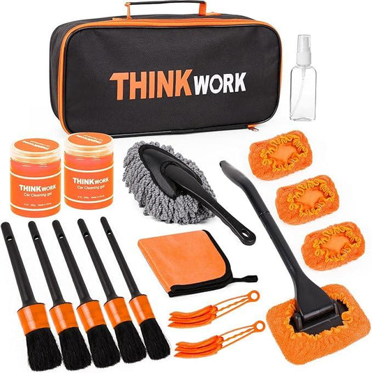 THINKWORK Windshield Cleaner Tool, Car Detailing Kit Interior, Car Cleaning Kit Interior and Exterior Detail Brush, Auto Supplies & Accessories for Men Women - NeatNest