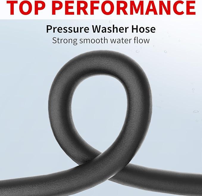 Pressure Washer Hose 25FT, 4200PSI 1/4 No Marking Kink Free Hose with 3/8 Quick Connect Ends and Adapters for Hot & Cold Water up to 140°F, Steel Wire Braided Hose for Power Washing - NeatNest