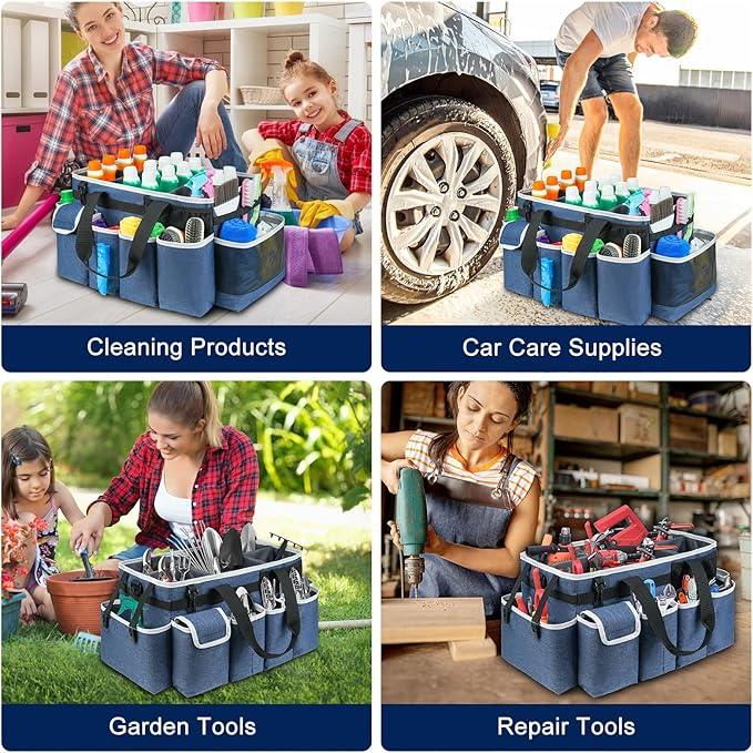 Cleaning Caddy Bag,Extra Large Cleaning Supplies Organizer with Handle for Housekeepers,Blue - NeatNest