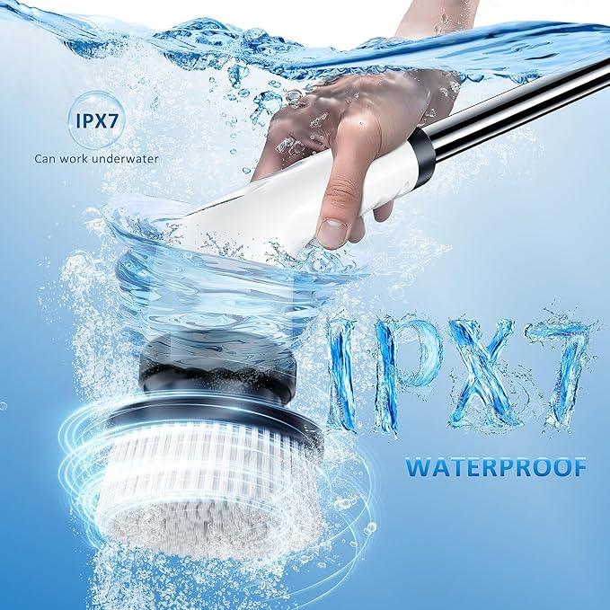 Electric Spin Scrubber Upgraded Battery with Extra-Long Runtime, IPX7 Waterproof Power Cleaner with 7 Brush Heads, 2 Speeds Adjustable Long Handle for Bathroom, Floor, Shower, Tile & Kitchen Cleaning - NeatNest