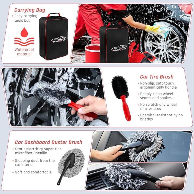 37PCS Car Detailing Kit Interior Cleaner, Auto Detailing Kit, Car Vacuum Car Interior Detailing Kit, Car Wash Kit with Bucket Detailing Brush Set Car Accessories for Motorcycle, Cars, Bikes, Wheels - NeatNest
