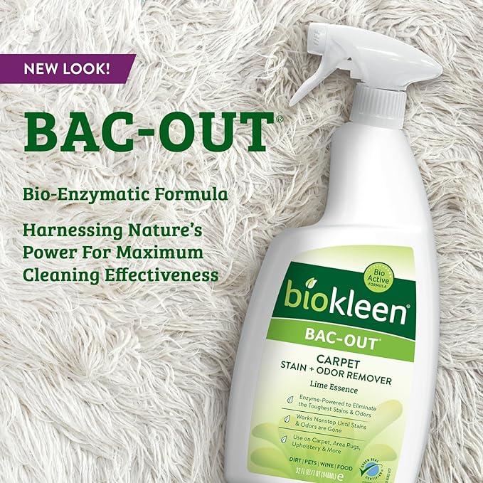 Biokleen Bac-Out Enzyme Stain Remover - 32 Ounce - Natural Foam Spray, Destroys Stains & Odors Safely, for Pet Stains, Laundry, Diapers, Wine, Carpets, Eco-Friendly, Non-Toxic, Plant-Based - NeatNest