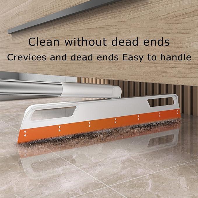 Multifunction Magic Broom, Silicone Floor Squeegee, Air Broom, Rubber Squeegee with 56" Long Handle, Floor Scraping Sweeper Wiper for Bathroom Shower Kitchen Pet Hair Fur Marble Tile Glass (Orange) - NeatNest