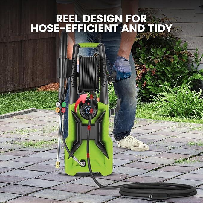 Pressure Washer Power Washer with 33FT Hose, 4 Nozzle and 500ML Foam Cannon, Cleaner Machine for Home, Car Washing, Fence Cleaning, Green - NeatNest