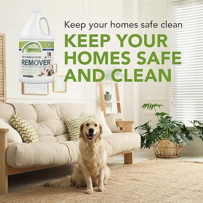 Pet Stain and Odor Remover - Enzyme Cleaner, Pet Urine Odor Eliminator Refill - Floor & Carpet Cleaner, Pet Deodorizers For Home, Fabric Freshener W/Fresh, Clean Scent, 1 Gallon - NeatNest
