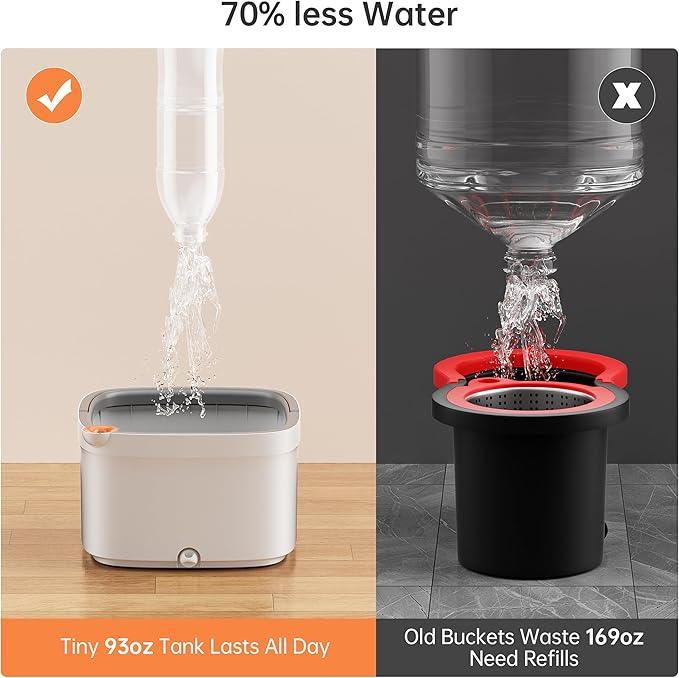 KZKR Spin Mop and Bucket Set with Self Separation Dirty and Clean Water System, Self Wringing 360° Rotating Square Mop Head for Home Floors Cleaning (1.0 Mop and Bucket Set (4 Pads)) - NeatNest