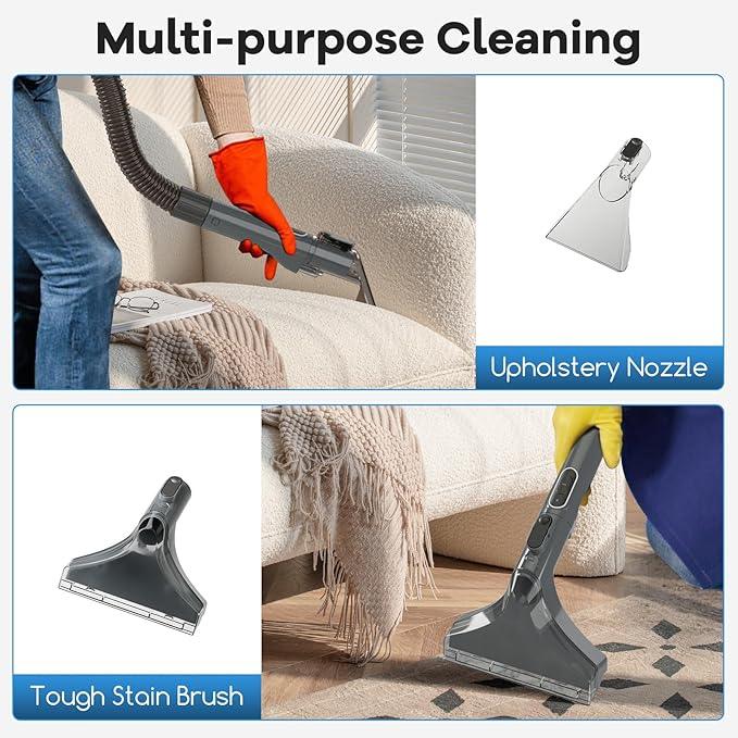 COSTWAY Upholstery Cleaner Machine, Portable Spot Cleaner with 15Kpa Powerful Suction, 600W Cleaning Machine with Versatile Attachments for Couch, Stairs, Carpet, Pet Messes - NeatNest