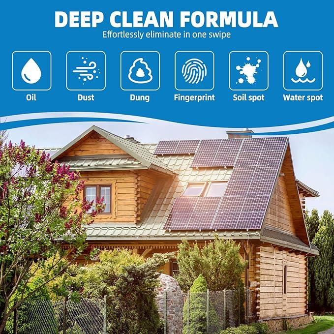 Solar Panel Cleaner 1 Gallon (Makes 600 Gallons) - 20X Strength Super Concentrated Glass & Solar Panel Cleaning, Industrial Grade Streak-Free Fast Dry Remove Oils, Water Spots, Dust, Droppings - NeatNest