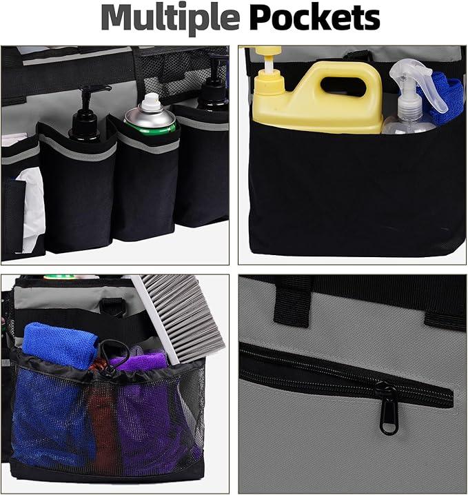 2 Large Cleaning Supplies Bags for Housekeepers for Kitchen, Grey - NeatNest