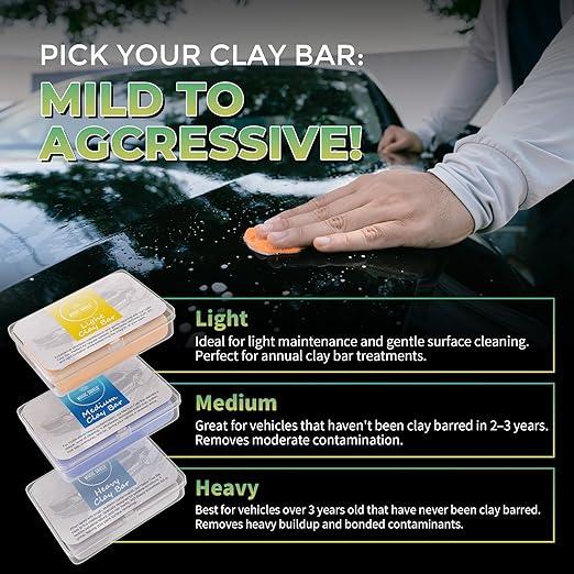 Magic Shield Clay Bar Triple Pack - 100g Each of Light, Medium & Heavy-Duty Clay Bars for Car Detailing - Deep Cleaning & Shine Restoration with Magic Clay Bars for Professional Auto Detailing - NeatNest