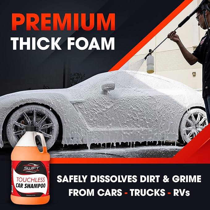 Swift Touchless Car Wash Shampoo (1 Gallon) - No Brushing Required, High Foaming Car Soap, Heavy Duty, Auto Detergent for Foam Cannon, Works on Cars, Trucks, RVs, Upholstery & More! - NeatNest