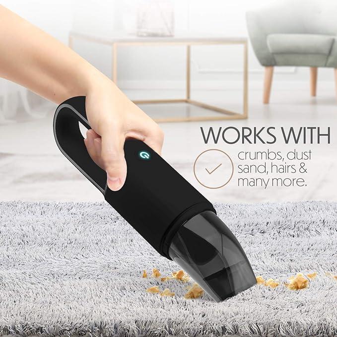 STARUMENT Portable Hand Vacuum Cleaner Handheld Cordless Cleaner for Dust Pet Hair Dirt Home Car Interior Lightweight, Easy to Use, Compact Design Battery Rechargeable with USB-C Cable - Black - NeatNest