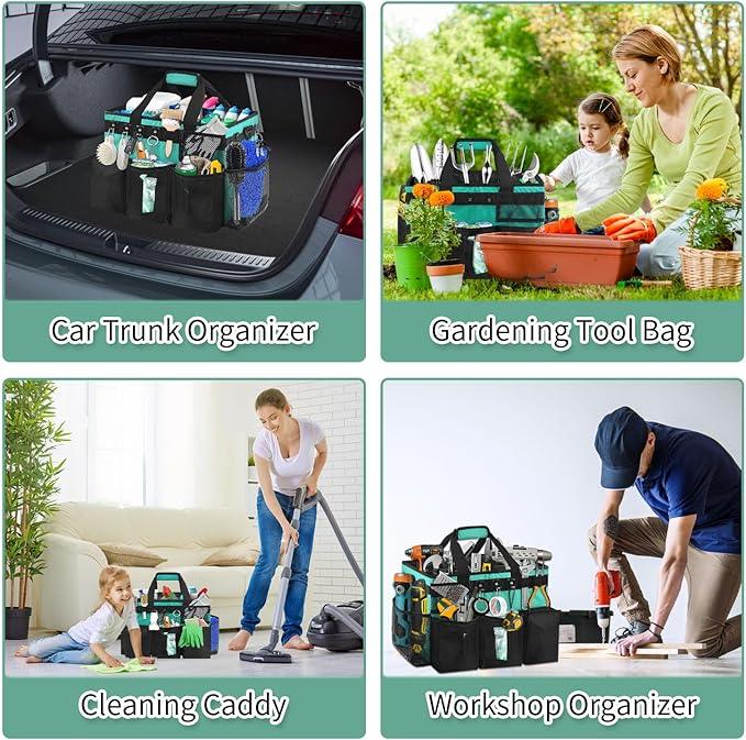 Boczif Cleaning Caddy Bag Wearable, Cleaning Caddy Supplies Organizer with Handle, Shoulder Straps & Detachable Divide, Cleaning Tool Organizers Tote Bag for Cleaners & Housekeepers (Green) - NeatNest